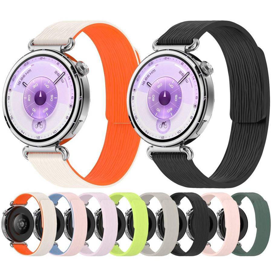 18mm Striped Soft Magnetic Silicone Watch Band(Gray)