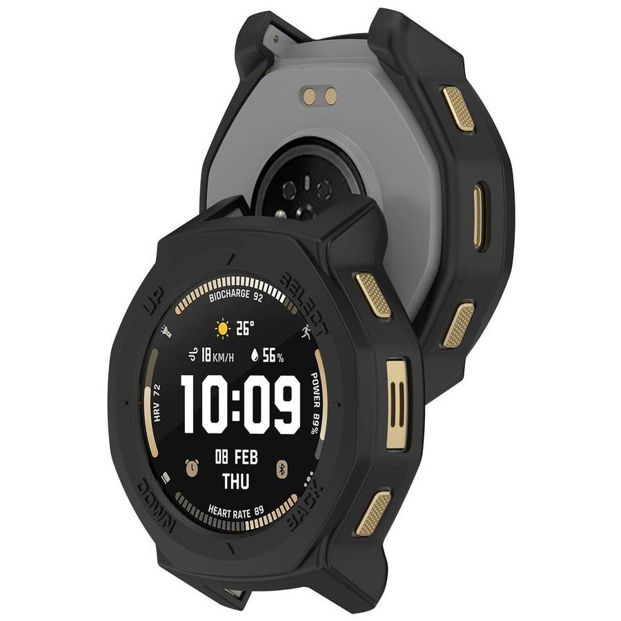 For Amazfit T-Rex 3 Pro 44mm Armor Hollow TPU Half Coverage Watch Protective Cover(Black)