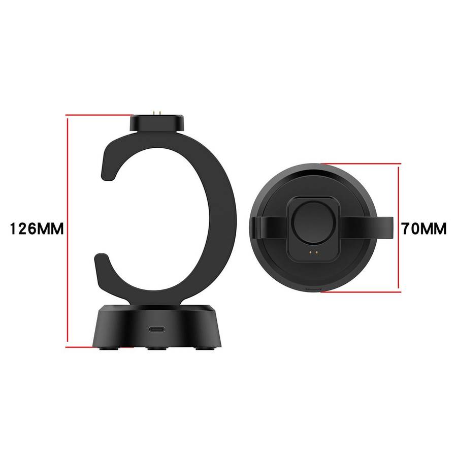 For Amazfit T-Rex 3 Pro C-Shaped Smart Watch Charging Stand Charging Dock Base(Black)