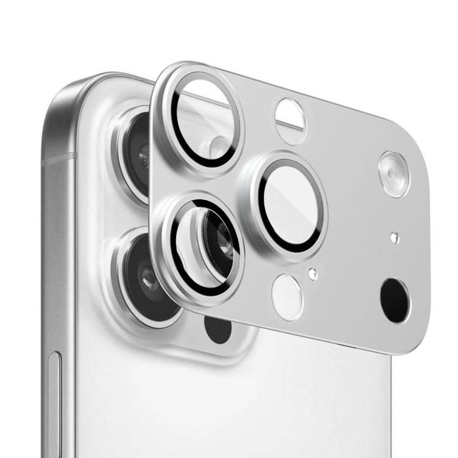 For iPhone 16 Pro Max Kalebol Instant 17 Pro Max Full Coverage Metal Lens Film Protector(Silver)