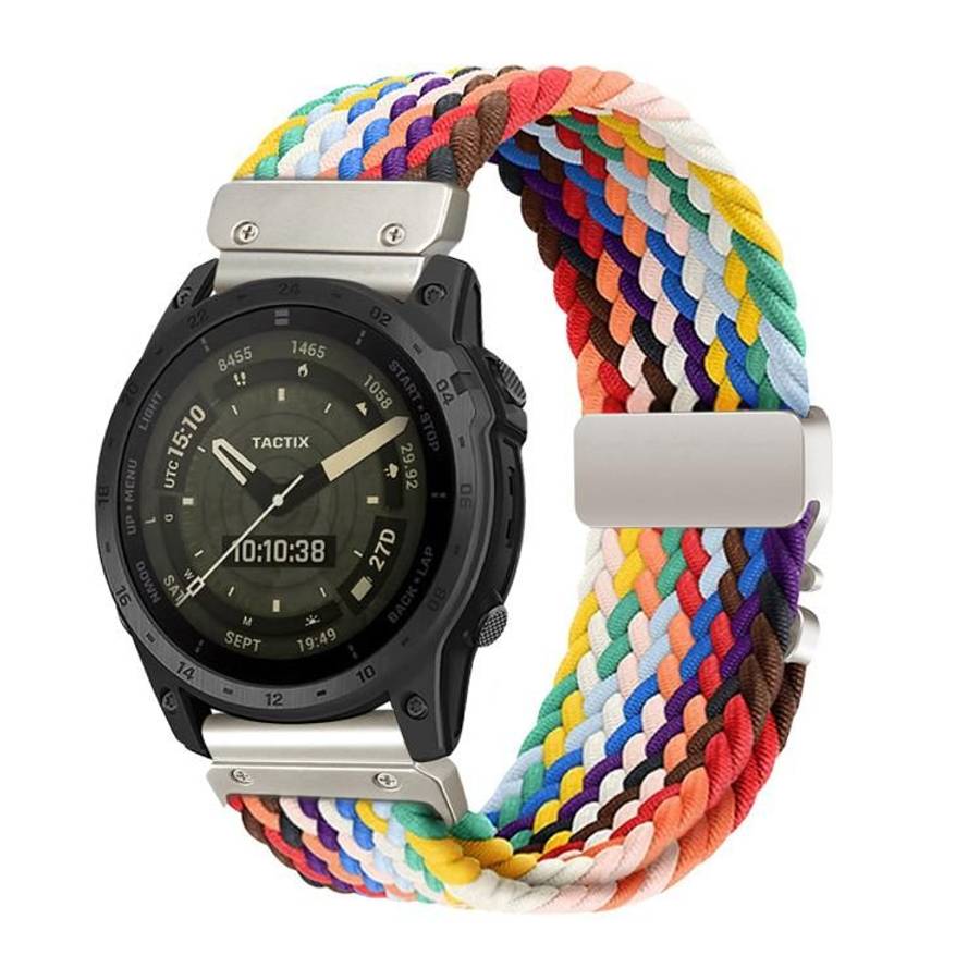 For Gamin 22mm Quick Release Parachute Buckle Woven Nylon Watch Band(Rainbow)