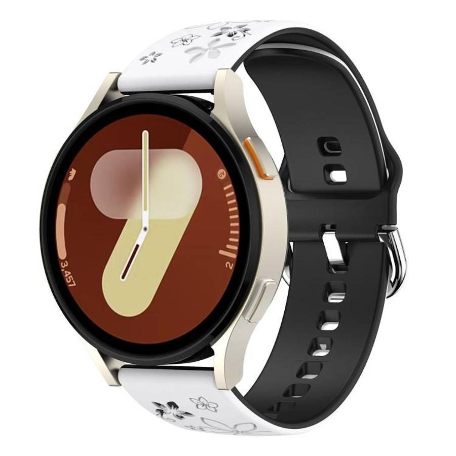 18mm Dual Color Engraved Silicone Watch Band(Black White)