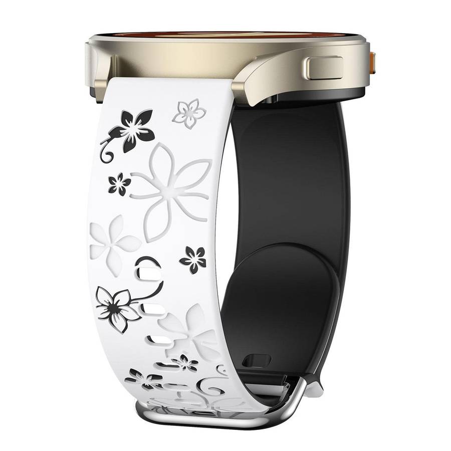 18mm Dual Color Engraved Silicone Watch Band(Black White)
