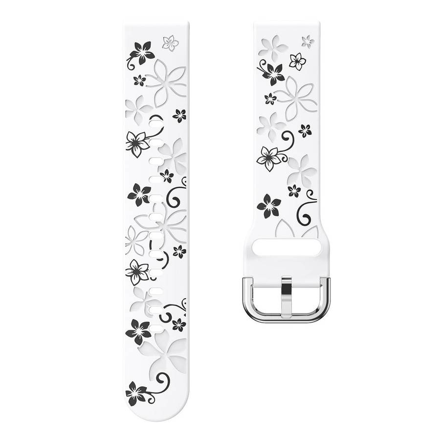 18mm Dual Color Engraved Silicone Watch Band(Black White)