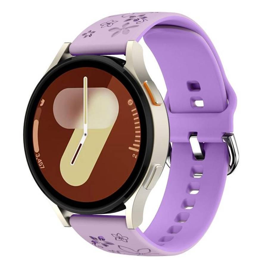 18mm Dual Color Engraved Silicone Watch Band(Lavender Purple)