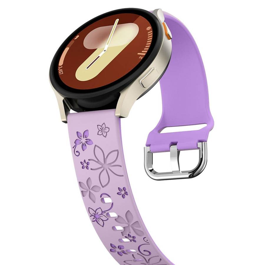 18mm Dual Color Engraved Silicone Watch Band(Lavender Purple)
