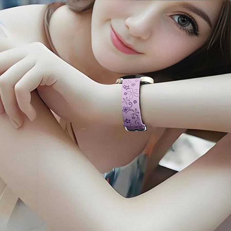 18mm Dual Color Engraved Silicone Watch Band(Lavender Purple)