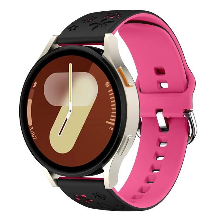 18mm Dual Color Engraved Silicone Watch Band(Black Pink)