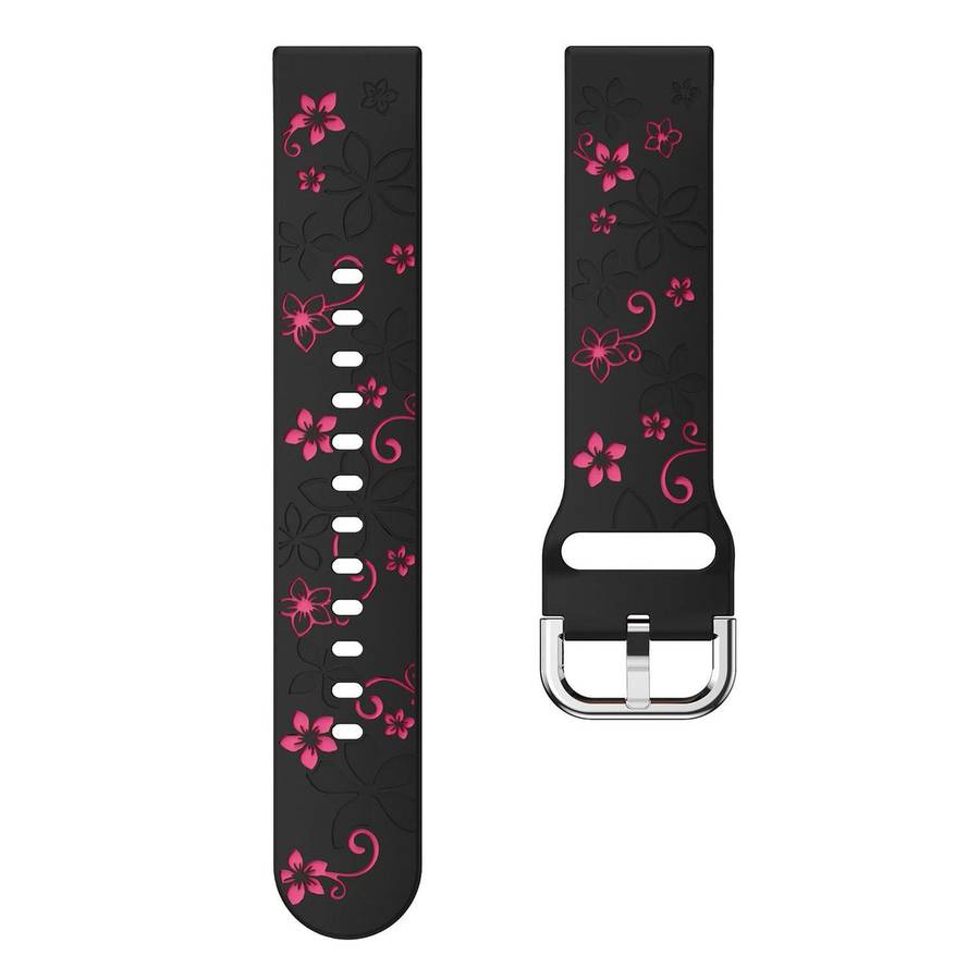 18mm Dual Color Engraved Silicone Watch Band(Black Pink)