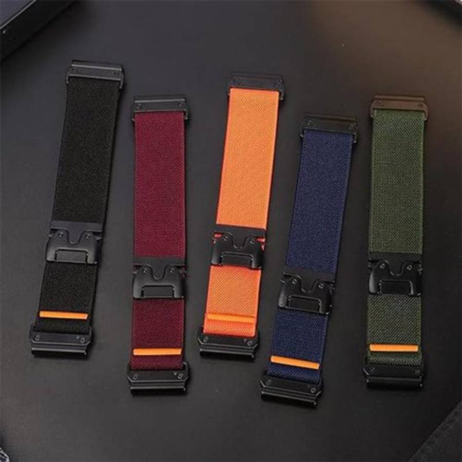 For Gamin 26mm Parachute Buckle Diagonal Weave Stretch Nylon Watch Band(Space Grey)