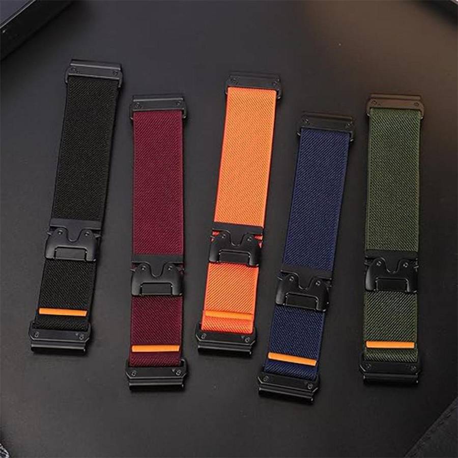 For Gamin 26mm Parachute Buckle Diagonal Weave Stretch Nylon Watch Band(Midnight Blue)