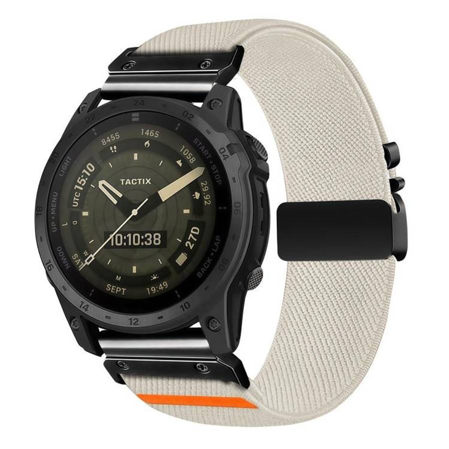 For Gamin 26mm Parachute Buckle Diagonal Weave Stretch Nylon Watch Band(Starlight)