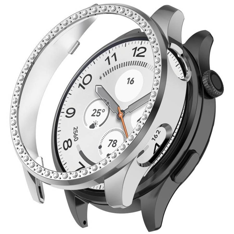 For Xiaomi Watch 5 Single Row Diamond Half Coverage Hollow PC Watch Pro ... (Electroplated Silver)
