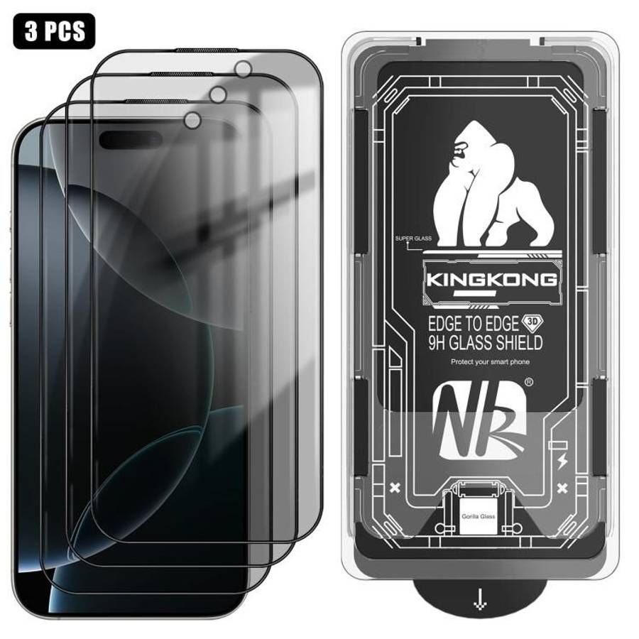 For iPhone 16 Pro Max 3pcs Easy Install Box Dust-Free 3D Curved Edge Privacy Electroplated Explosi
