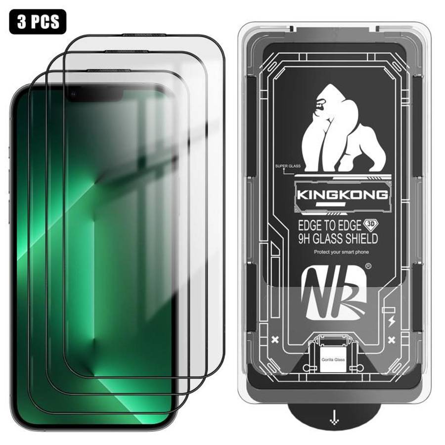 For iPhone 13 Pro 3pcs Easy Install Box Dust-Free 3D Curved Edge HD Electroplated Explosion-Proof