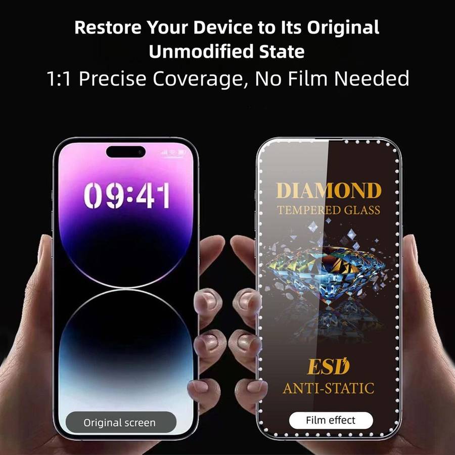 For iPhone 15 Pro Max 10pcs Full-Screen Diamond-Studded Silkscreen High-Definition Anti-Static Tem