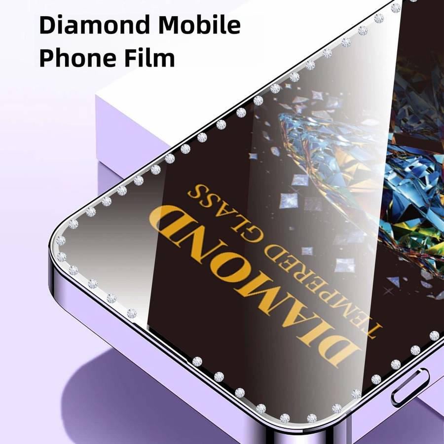 For iPhone 15 Pro Max 10pcs Full-Screen Diamond-Studded Silkscreen High-Definition Anti-Static Tem
