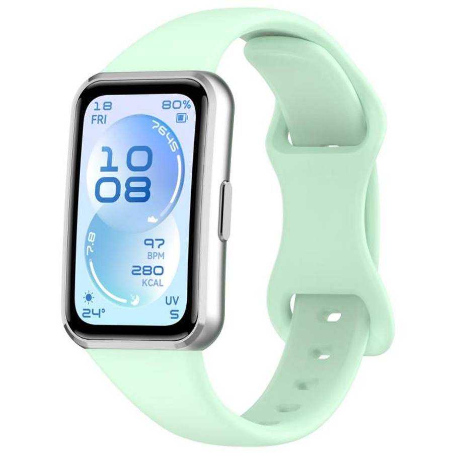 For Huawei Band 11 / Band 11 Pro Slim Butterfly Clasp Solid Color Silicone Watch Band(Mint Green)