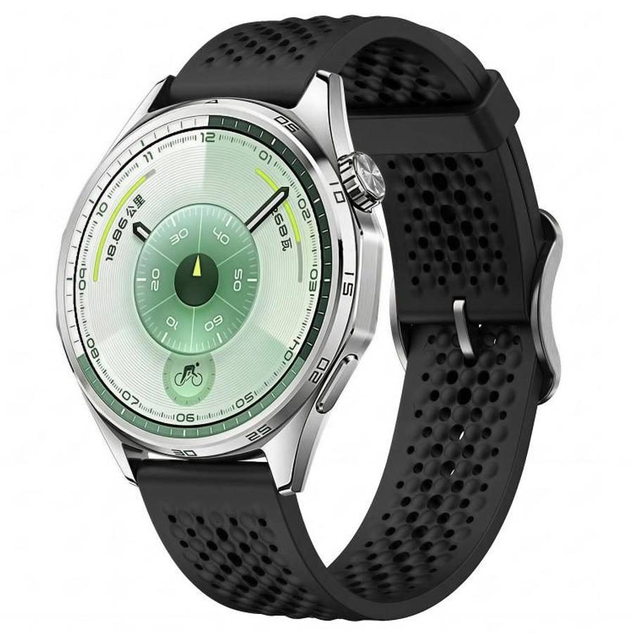 20mm Perforated Breathable Pin Buckle Silicone Watch Band(Black)
