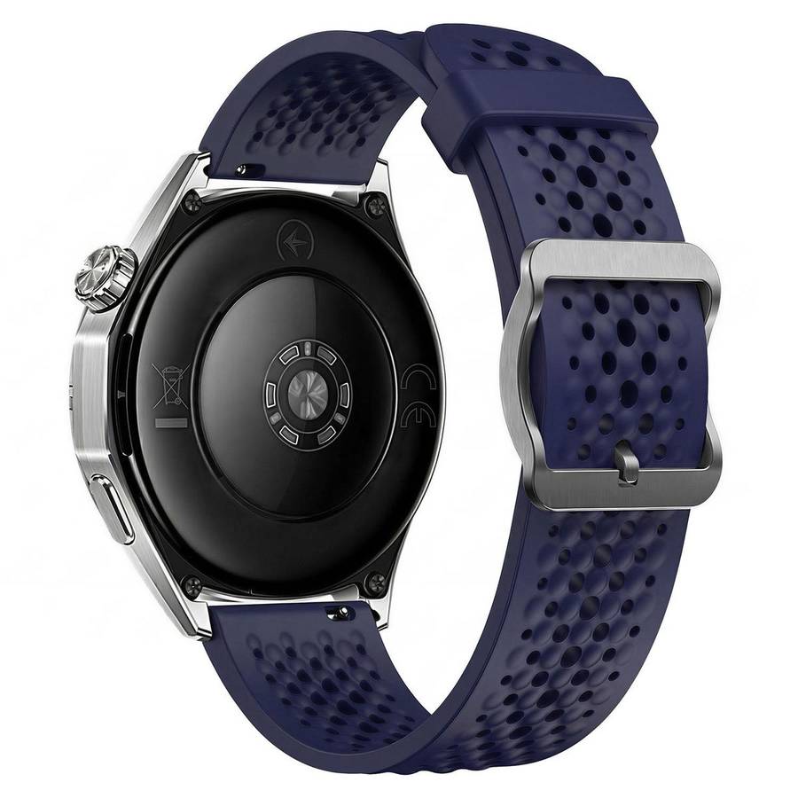 20mm Perforated Breathable Pin Buckle Silicone Watch Band(Midnight Blue)
