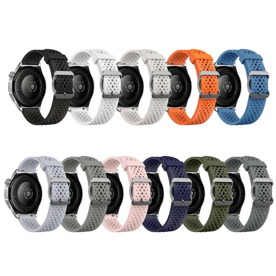 20mm Perforated Breathable Pin Buckle Silicone Watch Band(Midnight Blue)