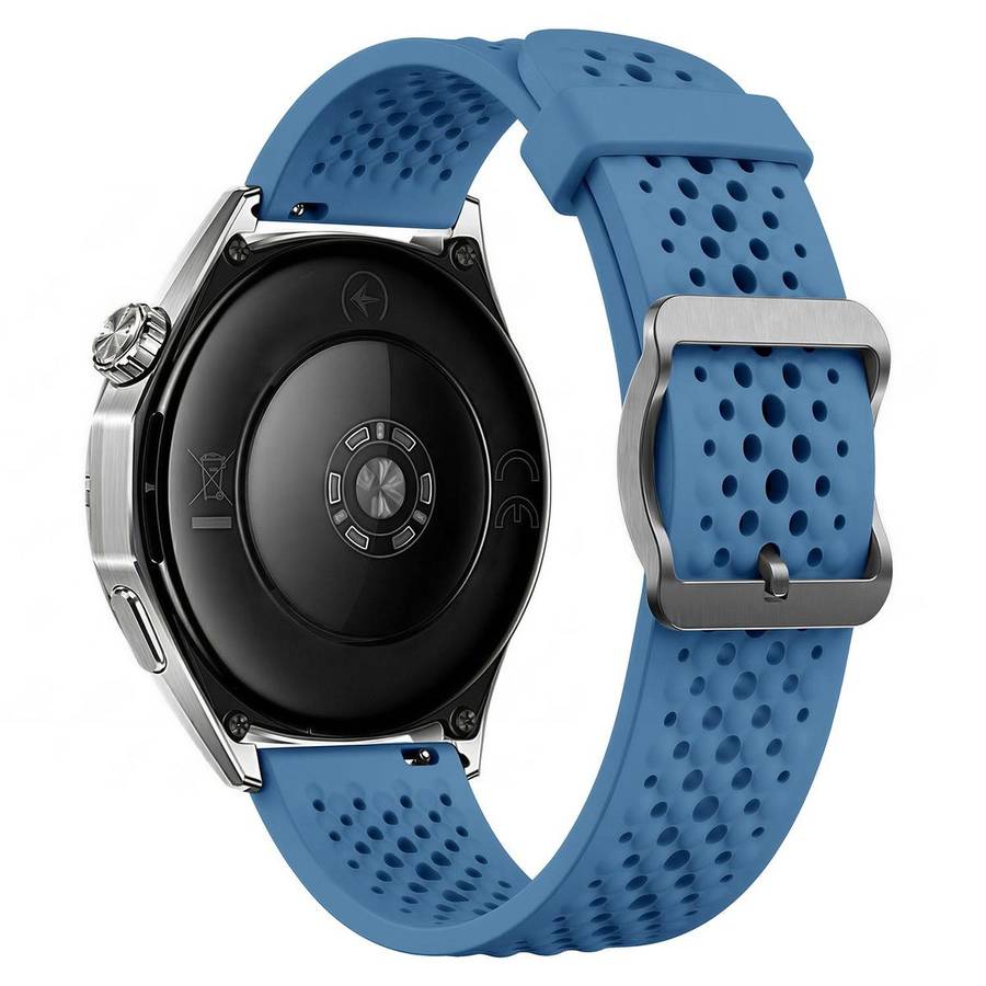 22mm Perforated Breathable Pin Buckle Silicone Watch Band(Blue)