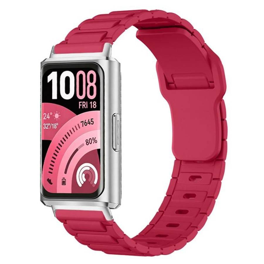For Huawei Band 11 / Band 11 Pro I-Shape Texture Reverse Buckle Silicone Watch Band(Red)