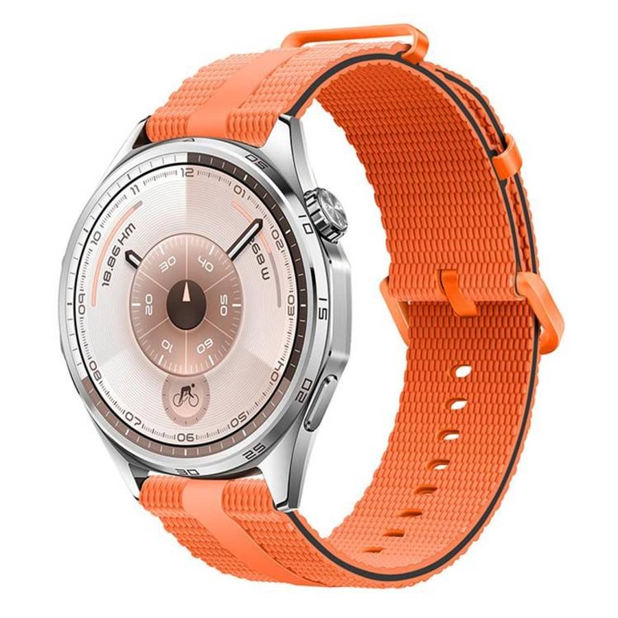 18mm Line Pattern Silicone Watch Band(Orange Black)