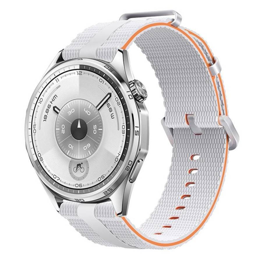 20mm Line Pattern Silicone Watch Band(White Orange)