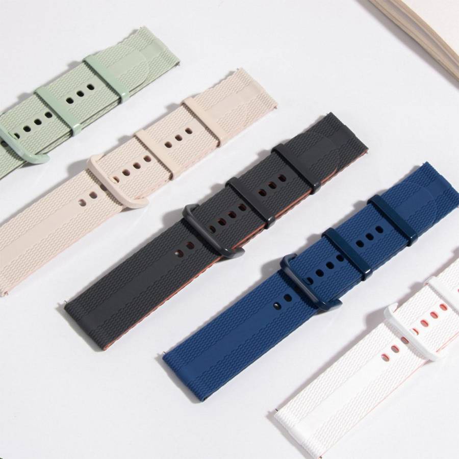 20mm Line Pattern Silicone Watch Band(White Orange)