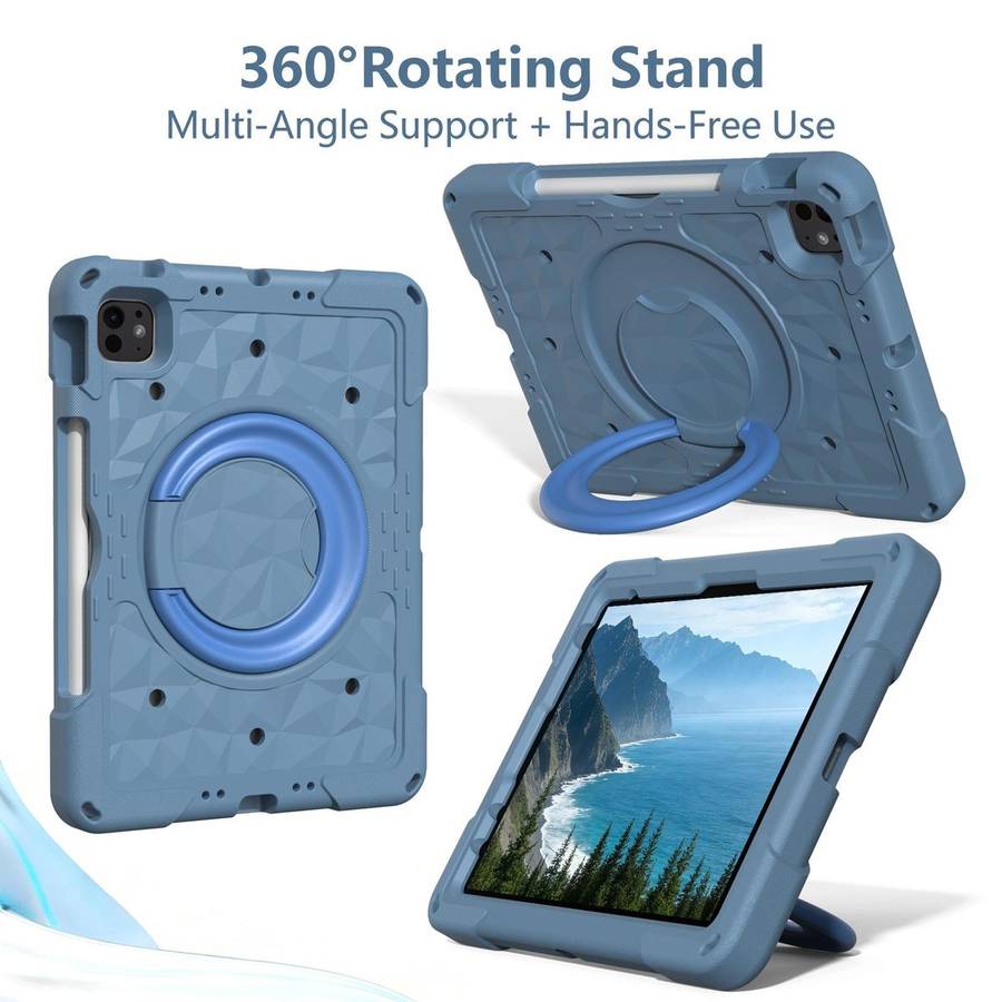 For iPad 2026 / 2025 / Air 11 2026 / 2025 Magic Ring Rotation Holder Shockproof T ... (Slate Blue)