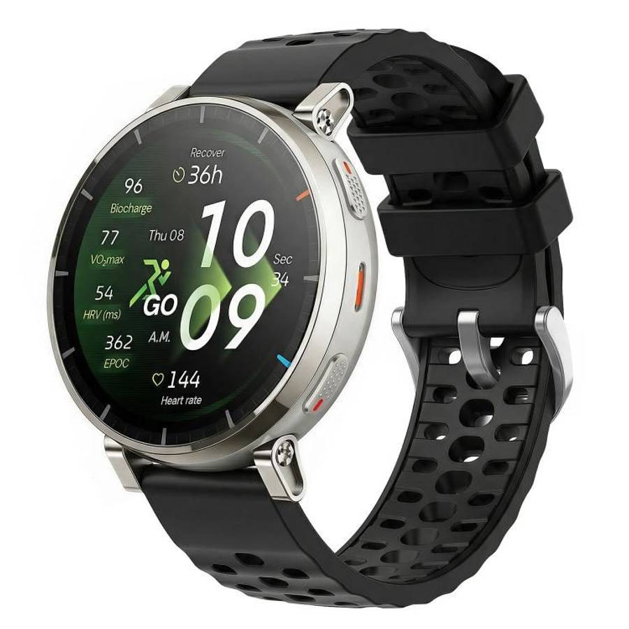 20mm Perforated Wave Textured Silicone Watch Band(Black)