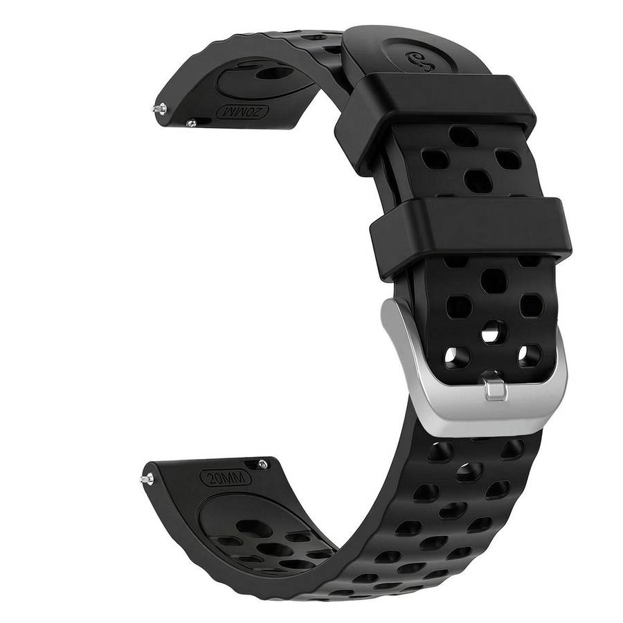20mm Perforated Wave Textured Silicone Watch Band(Black)