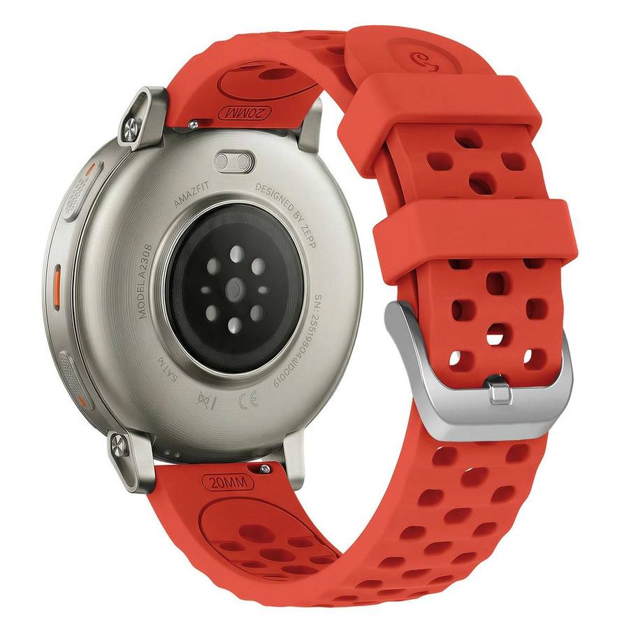 20mm Perforated Wave Textured Silicone Watch Band(Red)