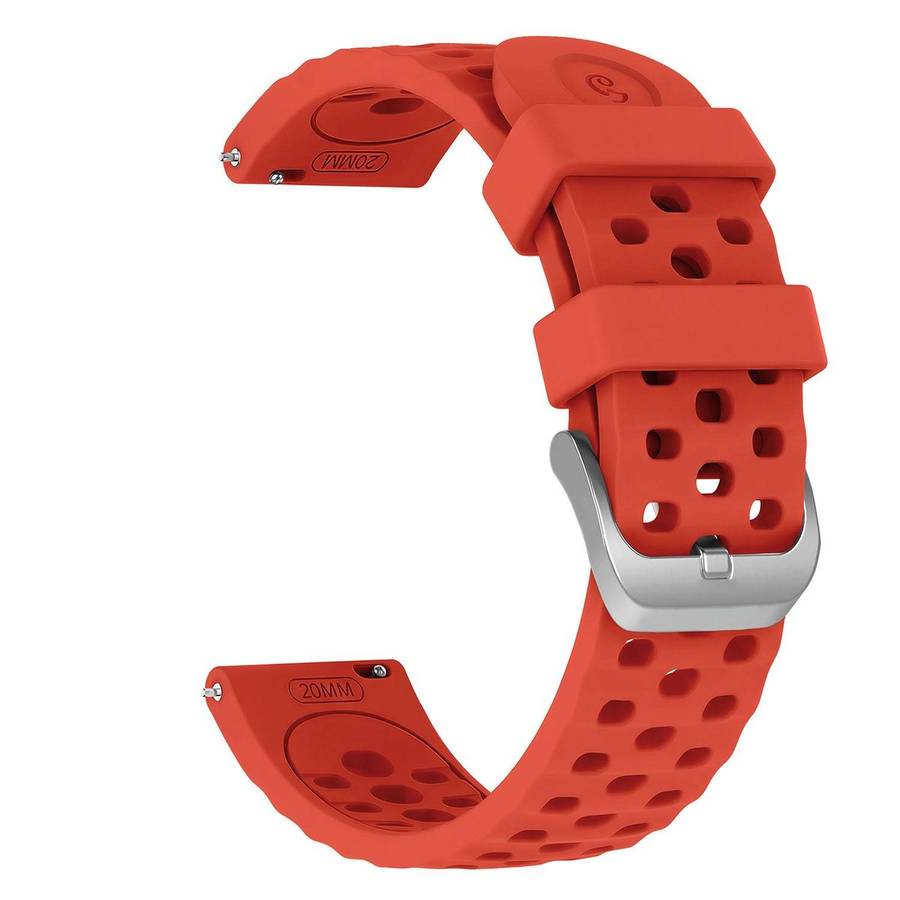 20mm Perforated Wave Textured Silicone Watch Band(Red)