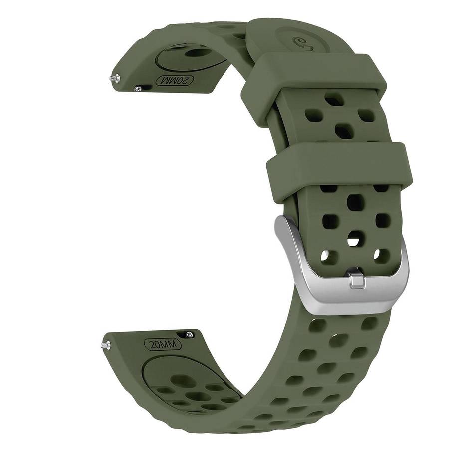 20mm Perforated Wave Textured Silicone Watch Band(Army Green)