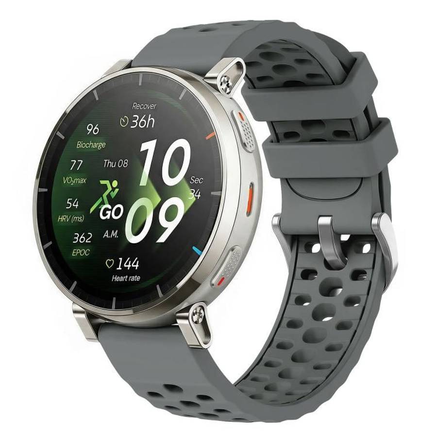 20mm Perforated Wave Textured Silicone Watch Band(Space Grey)