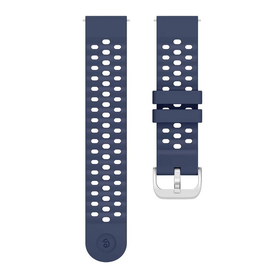 20mm Perforated Wave Textured Silicone Watch Band(Midnight Blue)