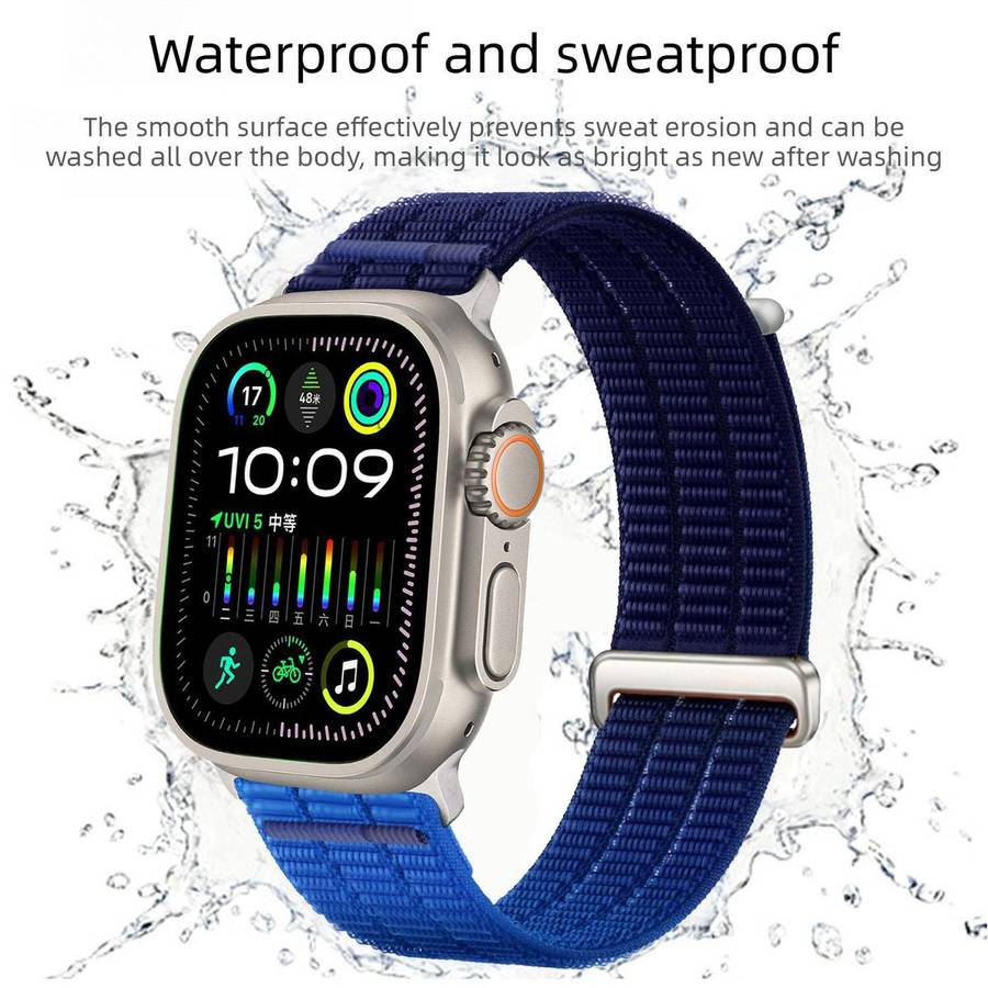 For Apple Watch 46mm / 49mm / 45mm / 44mm Double-Link Cloud-Feel Breathable Nylo ... (Dawn Orange)