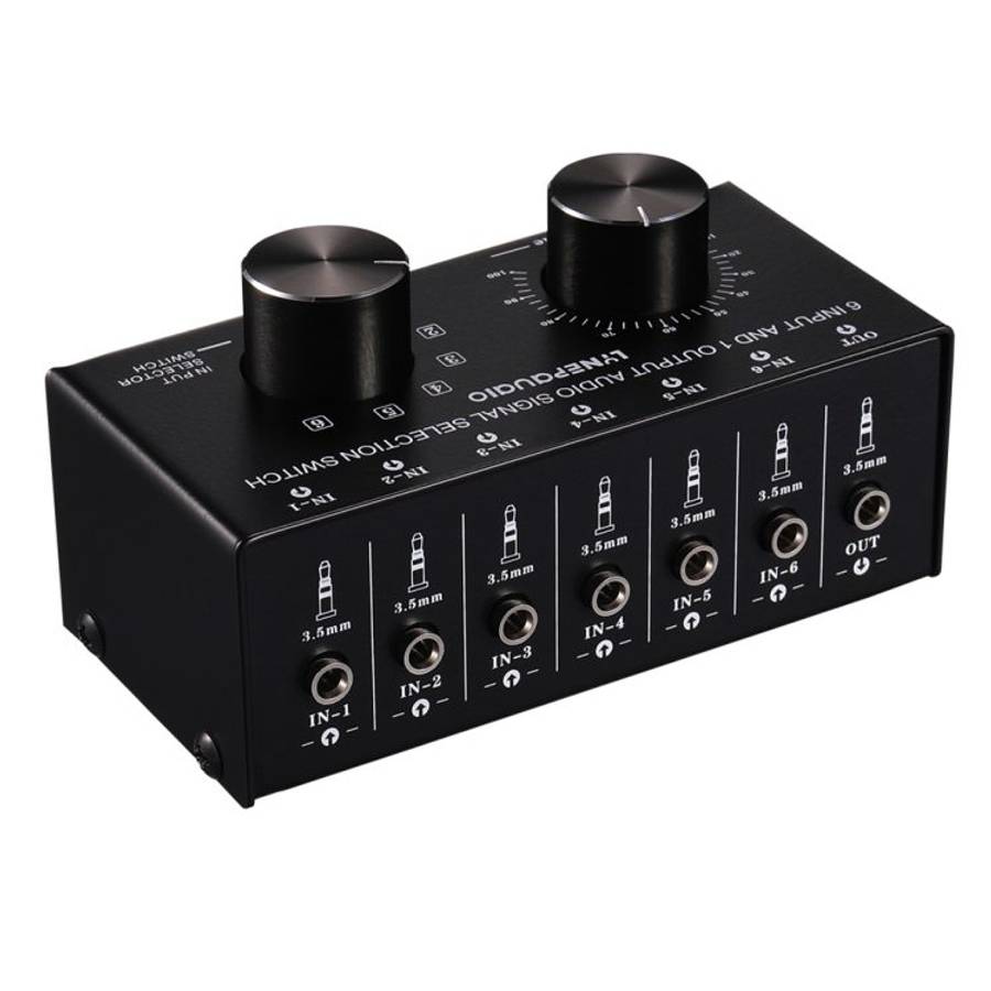 B017 6 Input 1 Output Audio Signal Selection Switcher Output Volume Adjustment Control 3.5mm Inter