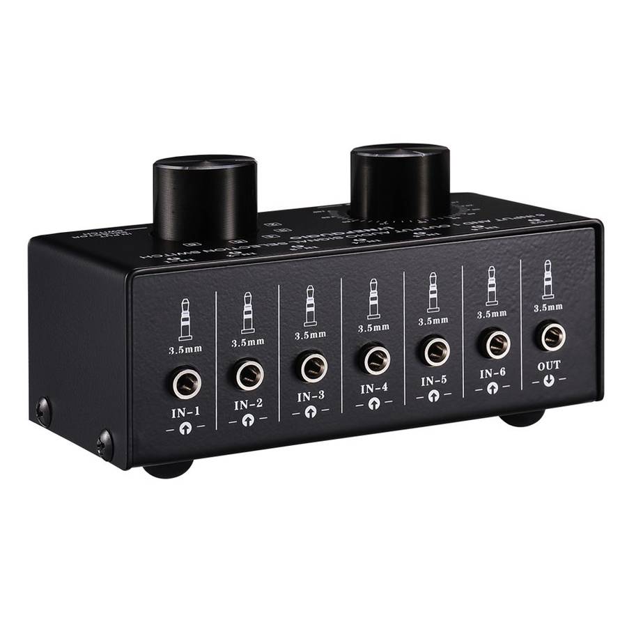 B017 6 Input 1 Output Audio Signal Selection Switcher Output Volume Adjustment Control 3.5mm Inter