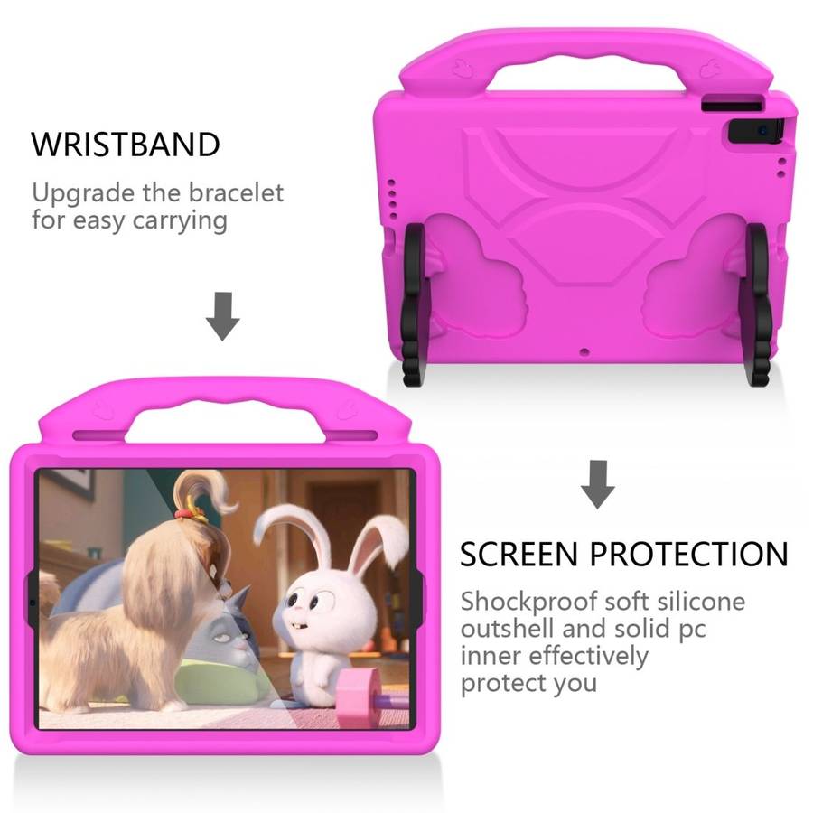 For iPad Pro 11 inch EVA Flat Anti Falling Protective Shell with Thumb Bracket(Rose Pink)