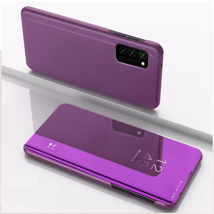 For Huawei P40 Pro Plated Mirror Horizontal Flip Leather Case with Holder(Purple)