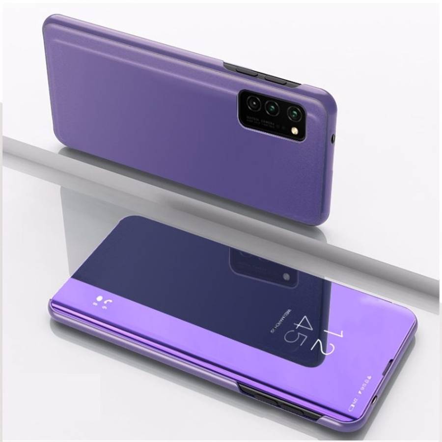 For Huawei P40 Pro Plated Mirror Horizontal Flip Leather Case with Holder(Purple Blue)