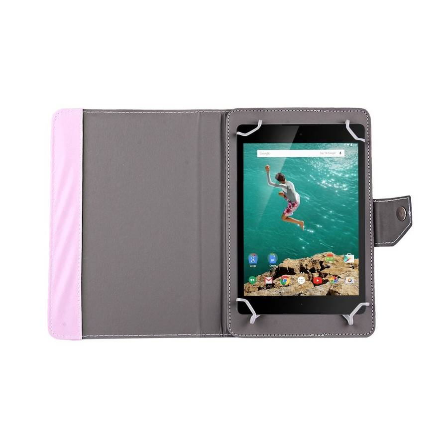 9 inch Tablets Leather Case Crazy Horse Texture Protective Case Shell with Holder for O ... (Pink)