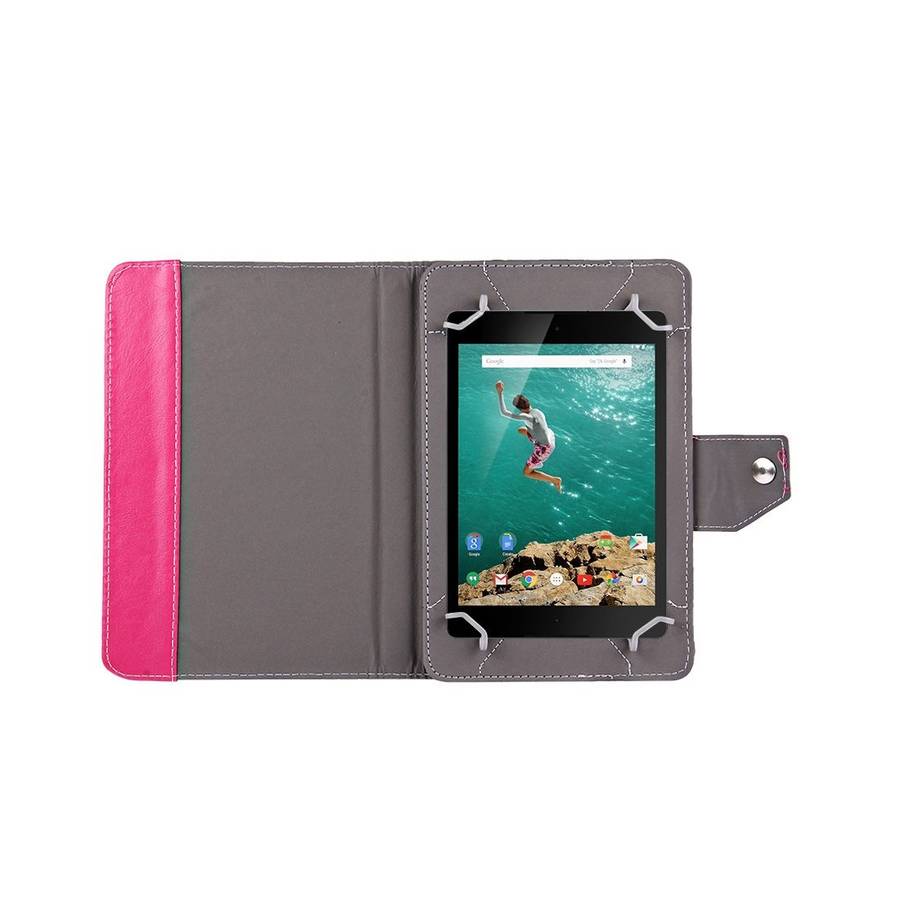 9 inch Tablets Leather Case Crazy Horse Texture Protective Case Shell with Holder fo ... (Magenta)