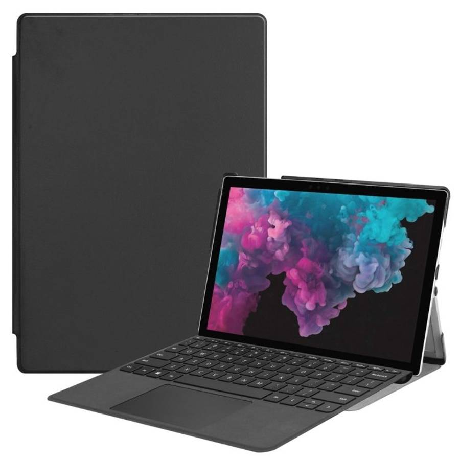 Custer Texture Horizontal Flip PU Leather Case for Microsoft Surface Pro 4 / 5 / 6 / 7 ... (Black)