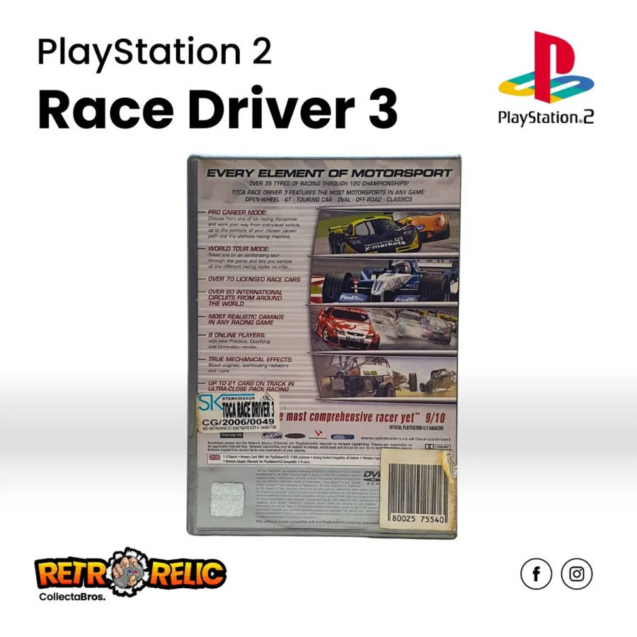 PlayStation Two  ToCA Race Driver 3 Platinum PS2 Videogame - Pre-Owned