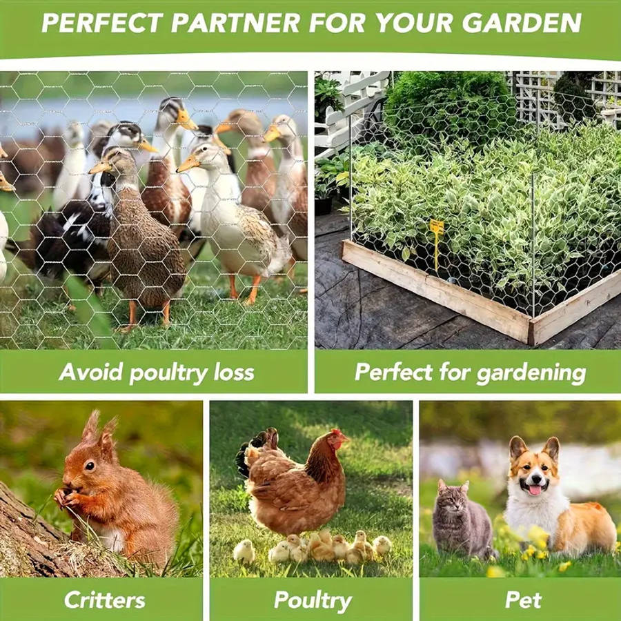 High Quality Galvanized Chicken Cage Net Durable Hexagonal Poultry Fencing 1M*10M