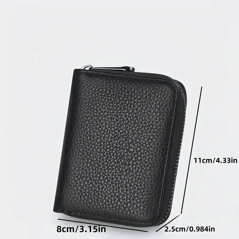 1pc Men's PU Leather Casual Card Holder Zipper Coin Purse